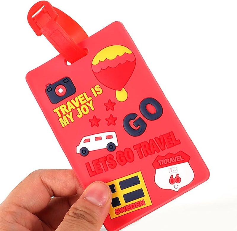 5Pcs PVC Cartoon Luggage Tags For Travel Suitcase With Airplane Hot Air Balloon Designs - Image 4